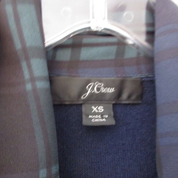 J Crew Sweater XS Blue Tartan Black Watch Plaid Scarf Merino Wool - Picture 4 of 9